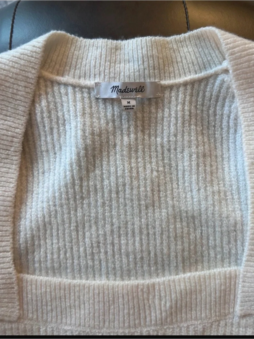 Madewell Cream Square-Neck Ribbed Women's Sweater